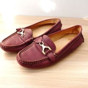 Peter Millar Loafers Womens 6.5 M Purple Plum Leather Horsebit Driving Moccasins